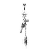 Piercing nombril pistolet et balle (D223)