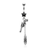 Piercing nombril pistolet et balle (D223)