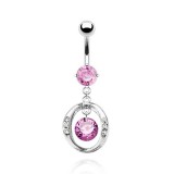 Piercing nombril zircone rond dans cercle (D43)