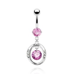 Piercing nombril zircone rond dans cercle (D43)
