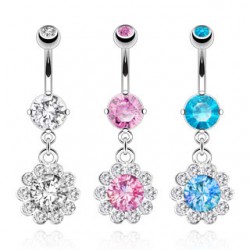 Piercing nombril cristal 32 - Fleurs pendantes