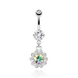 Piercing nombril cristal 32 - Fleurs pendantes