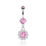 Piercing nombril cristal 32 - Fleurs pendantes