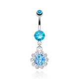 Piercing nombril cristal 32 - Fleurs pendantes