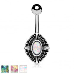 Piercing nombril oval vintage opalite (D109)