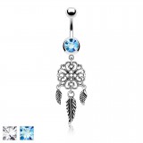 Piercing nombril plume 10 - Rosas trois plumes