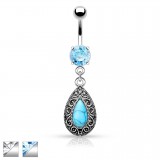 Piercing nombril pierre semi-précieuse 36 - Pendant turquoise