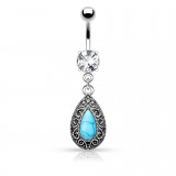 Piercing nombril pierre semi-précieuse 36 - Pendant turquoise