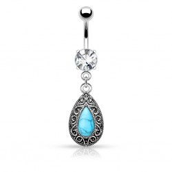 Piercing nombril pierre semi-précieuse 36 - Pendant turquoise