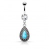 Piercing nombril pierre semi-précieuse 36 - Pendant turquoise