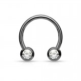 Piercing fer à cheval 11 - PVD strass de face