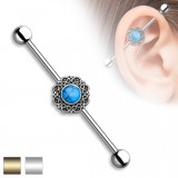 Piercing industriel 167 - Fleur centre turquoise