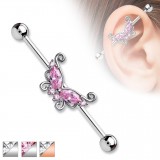 Piercing industriel 162 - Papillon zircones