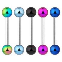 Piercing pour langue PVD 21 - Acier boules PVD