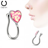 Faux piercing nez 01 - Coeur opalite