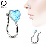 Faux piercing nez 01 - Coeur opalite