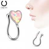 Faux piercing nez 01 - Coeur opalite