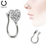 Faux piercing nez 02 - Coeur strass