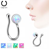 Faux piercing nez 08 - Gris avec opalite