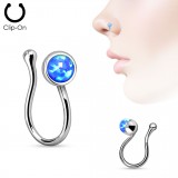 Faux piercing nez 08 - Gris avec opalite