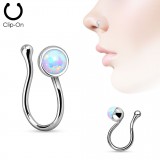 Faux piercing nez 08 - Gris avec opalite