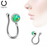 Faux piercing nez 08 - Gris avec opalite