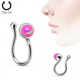 Faux piercing nez 08 - Gris avec opalite