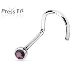 Piercing de nez courbe 1mm 24 - Titane boule strass