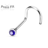 Piercing de nez courbe 1mm 24 - Titane boule strass