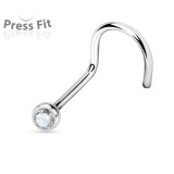 Piercing de nez courbe 1mm 24 - Titane boule strass