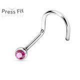 Piercing de nez courbe 1mm 24 - Titane boule strass