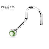 Piercing de nez courbe 1mm 24 - Titane boule strass
