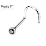 Piercing de nez courbe 1mm 24 - Titane boule strass