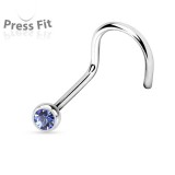 Piercing de nez courbe 1mm 24 - Titane boule strass