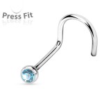 Piercing de nez courbe 1mm 24 - Titane boule strass