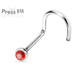 Piercing de nez courbe 1mm 24 - Titane boule strass