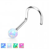 Piercing nez courbé boule 0.8mm 37 - Opale