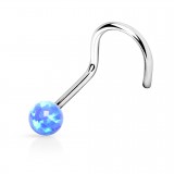 Piercing nez courbé boule 0.8mm 37 - Opale