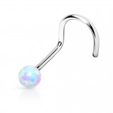 Piercing nez courbé boule 0.8mm 37 - Opale