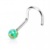 Piercing nez courbé boule 0.8mm 37 - Opale