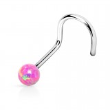 Piercing nez courbé boule 0.8mm 37 - Opale