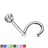 Piercing de nez courbe 1mm 17 - Cristal rond