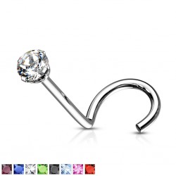 Piercing de nez courbe 1mm 17 - Cristal rond