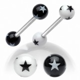 Piercing de langue UV 91 - étoiles fond noir ou blanc