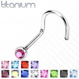 Piercing de nez courbe 1mm 24 - Titane boule strass
