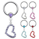 Piercing anneau 1,6mm 16 - Coeur strass