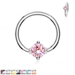 Piercing anneau 1,6mm 28 - Cristal rond