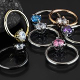 Piercing anneau 1,6mm 28 - Cristal rond