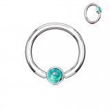 Piercing anneau 1,6mm 85 - Opale plate