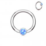Piercing anneau 1,6mm 85 - Opale plate